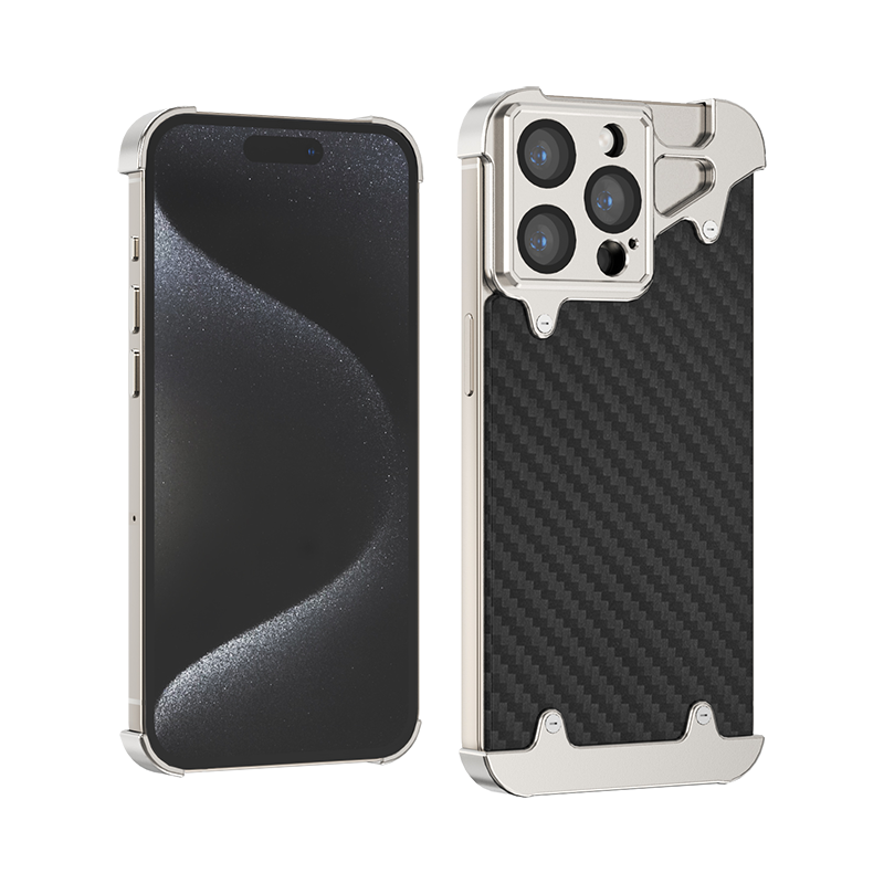 Metal Carbon Fiber Phone Case for iPhone 15/16 Pro Max – HUALIMEI