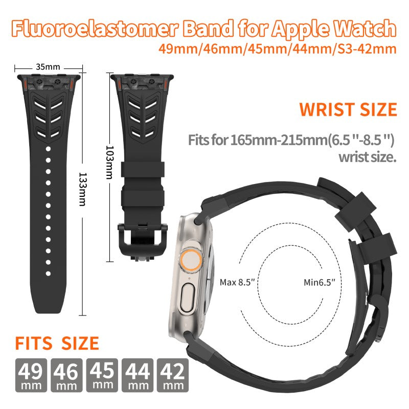 [New] Carbon Fiber Fluororubber Butterfly Clip Band for Apple Watch 42/44/45/46/49mm