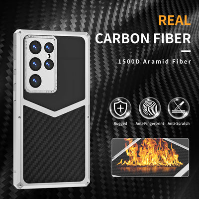 [New] Metal Carbon Fiber Phone Case for Samsung Galaxy S24 Ultra