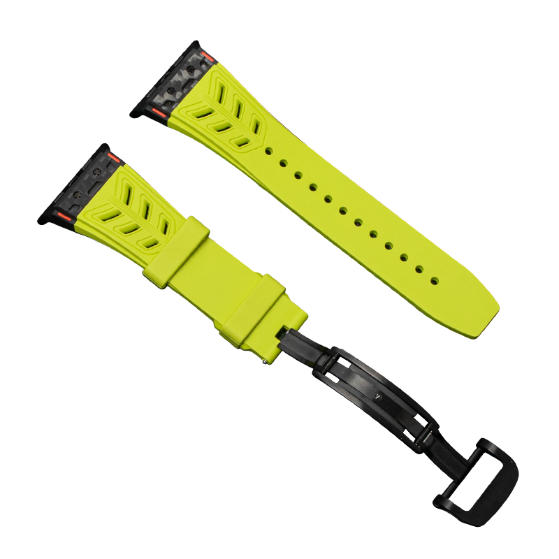 [New] Carbon Fiber Fluororubber Butterfly Clip Band for Apple Watch 42/44/45/46/49mm