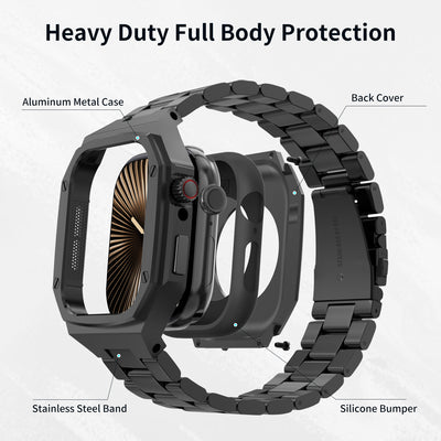 Case for Apple Watch 42/44/45/46/49mm Metal Band - Aluminum Alloy Case