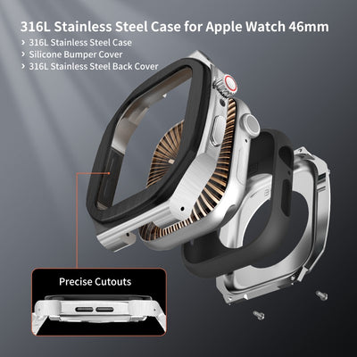 [New] Case for Apple Watch 44/45/46mm with Metal Band - 316L Stainless Steel Case