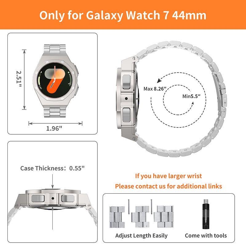 [New] Zinc Alloy Case for Samsung Galaxy Watch 7 - 44mm/ Ultra 47mm with Metal Band