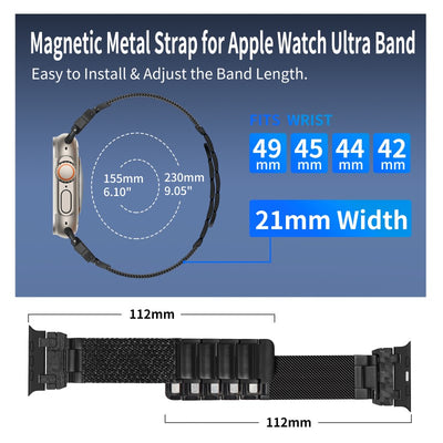 Magnetic Metal Band with Carbon Fiber Connector for Apple Watch 42/44/45/46/49mm