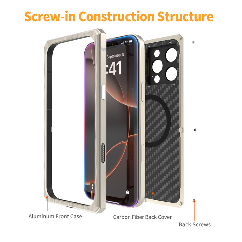 [New] Metal Carbon Fiber Phone Case for iPhone 16 Pro Max