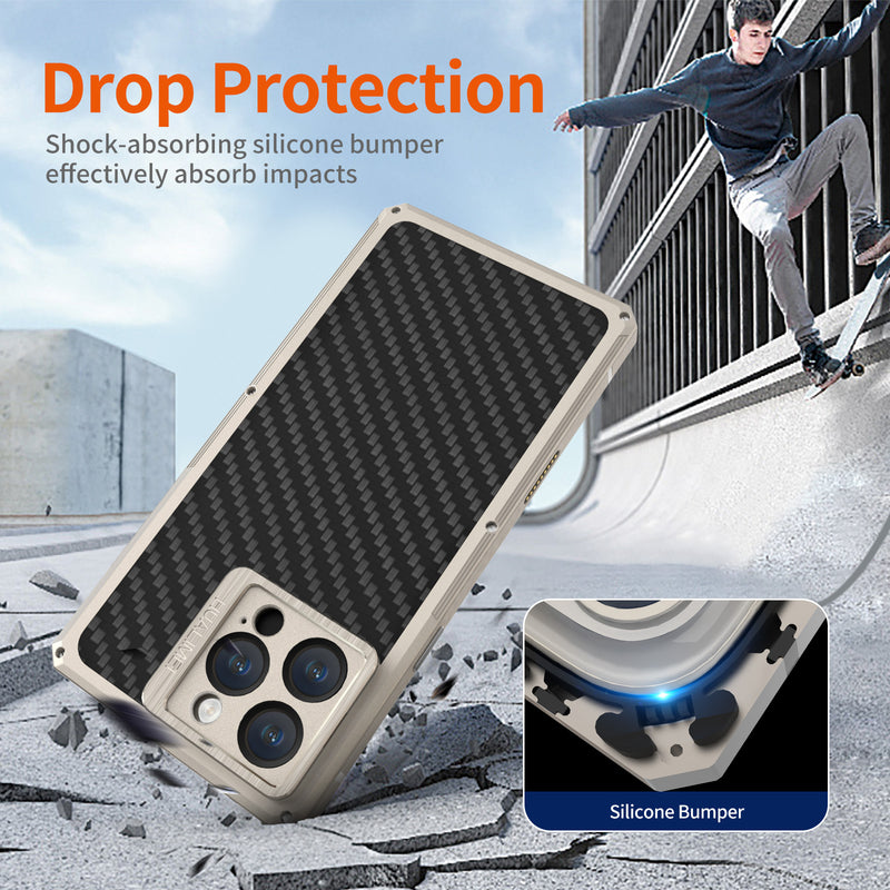 [New] Metal Carbon Fiber Phone Case for iPhone 16 Pro Max