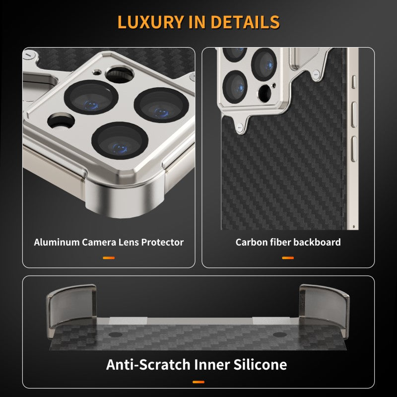 [New] Metal Carbon Fiber Phone Case for iPhone 15 Pro Max