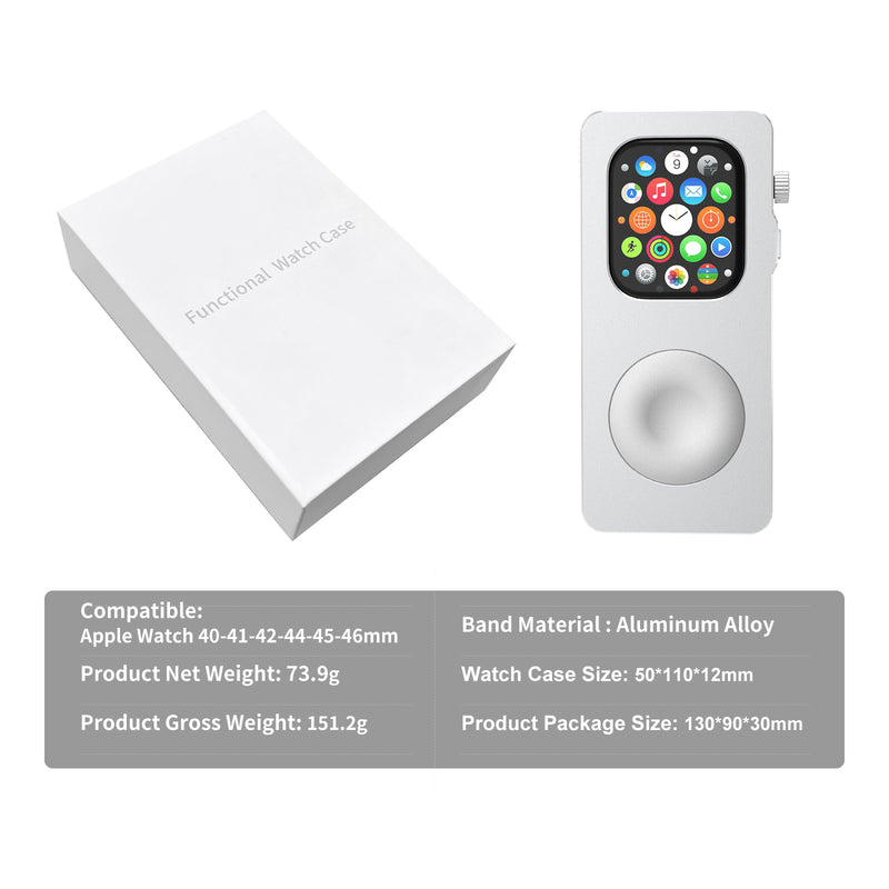 [New] RePod Aluminum Alloy Case for Apple Watch 40/41/44/45mm, S10/S11 - 42/46mm with Click Wheel Design