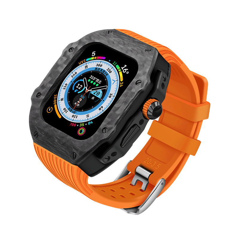 Carbon Fiber Case for Apple Watch 44/45/49mm [Orange] - HUALIMEI