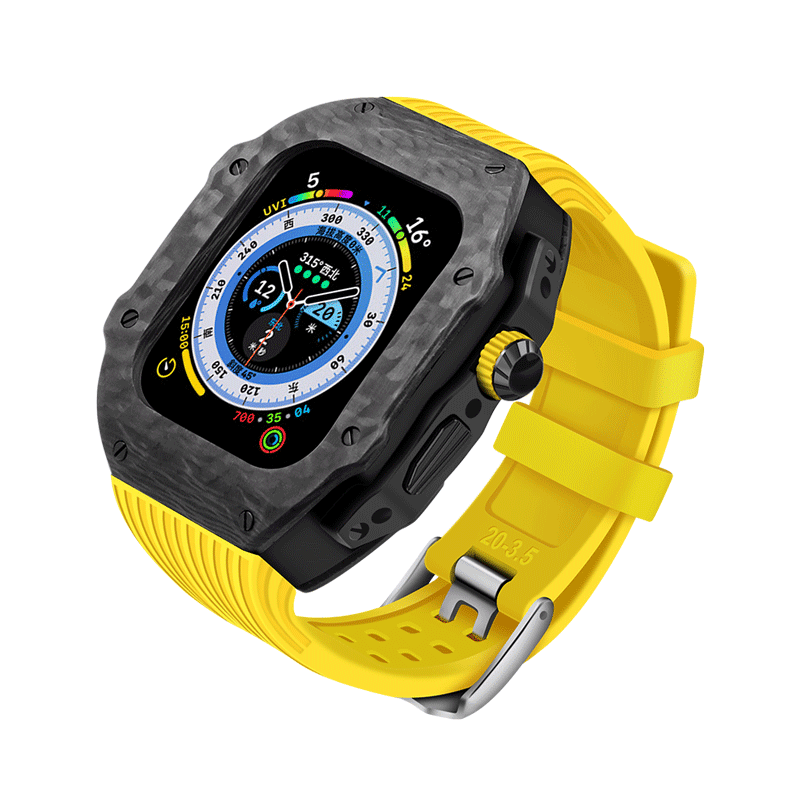 Carbon Fiber Case for Apple Watch 44/45/49mm [Yellow] - HUALIMEI