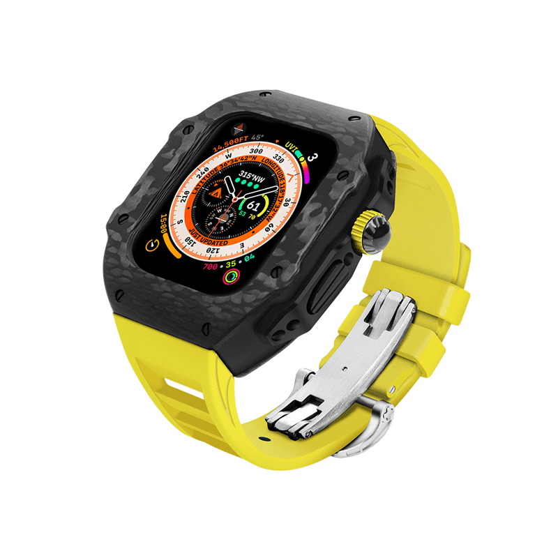 Carbon Fiber Case for Apple Watch 44/45/49mm [Yellow] - HUALIMEI