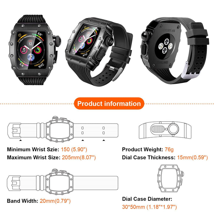 Case for Apple Watch 40/41/44/45/49mm Alloy Case - LUXURY-S [Black]