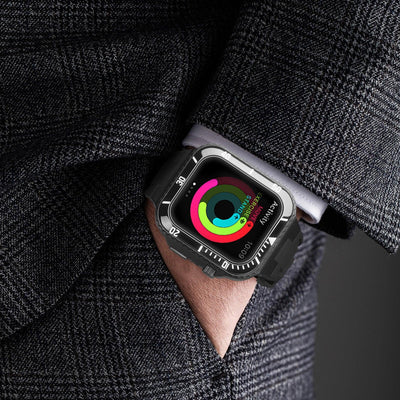 Case for Apple Watch 45mm 44mm - Ceramics Bezel [Black] - HUALIMEI