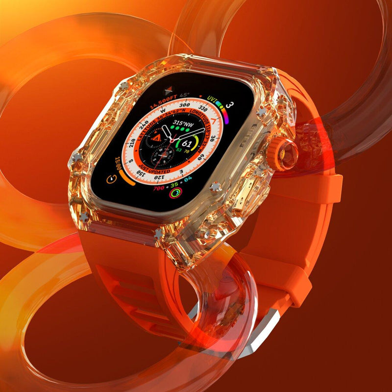Glacier Transparent Case for Apple Watch 44/45/49mm [Orange] - HUALIMEI