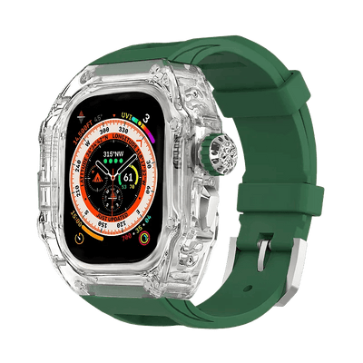 Luxury Clear Case for Apple Watch 44/45/49mm - Diamond Inlay [Silver Button] - HUALIMEI