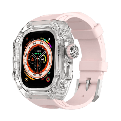 Luxury Clear Case for Apple Watch 44/45/49mm - Diamond Inlay [Silver Button] - HUALIMEI