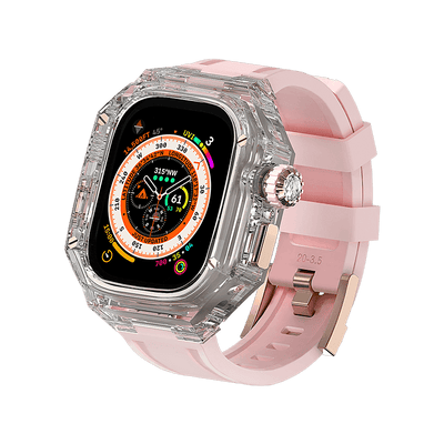 Luxury Transparent Square Case for Apple Watch 40/41/44/45/49mm [Rose Gold] - HUALIMEI
