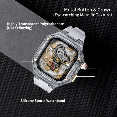 Luxury Transparent Square Case for Apple Watch 40/41/44/45/49mm [Silver] - HUALIMEI