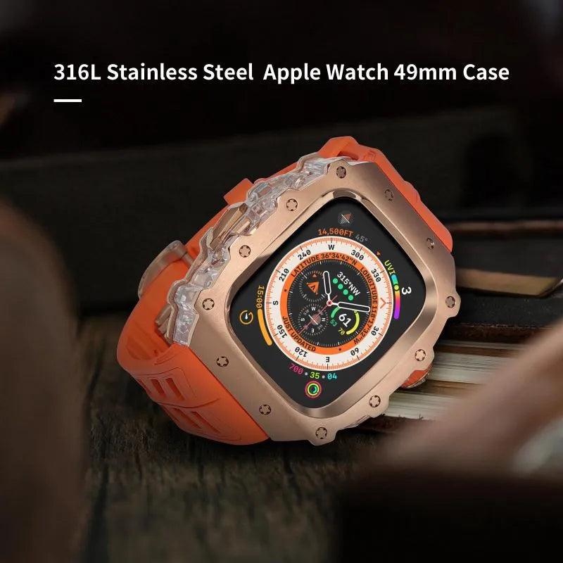 316L Stainless Steel Case for Apple Watch 44 45 46 49mm DOUBLE VISIO HUALIMEI