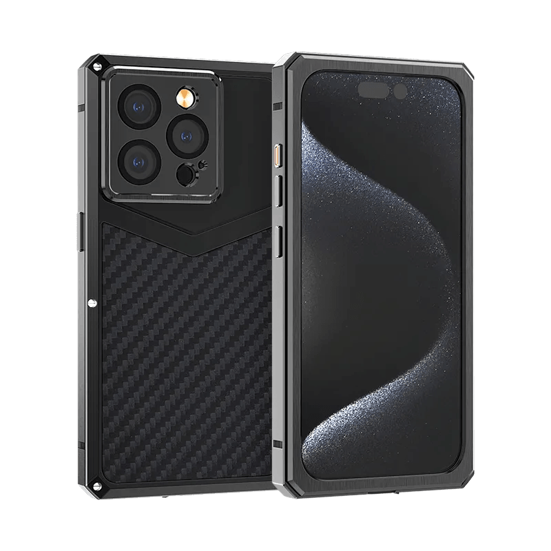 Metal Carbon Fiber Phone Case for iPhone 15Pro/15 ProMax iPhone 15 ProMax / Black Metal Carbon Fiber Phone Case for iPhone 15Pro/15 ProMax iPhone 15 ProMax / Black