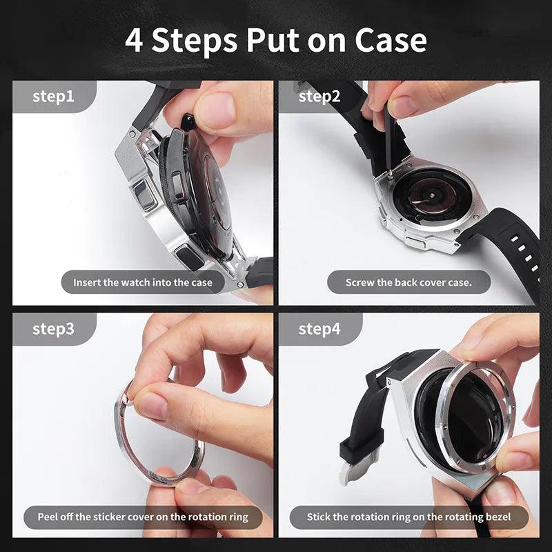 Zinc Alloy Case for Samsung Galaxy Watch 6 47 43mm HUALIMEI