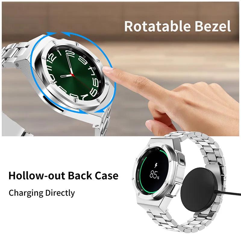 [New] Zinc Alloy Case for Samsung Galaxy Watch 6 - 47/43mm with Metal Band - HUALIMEI